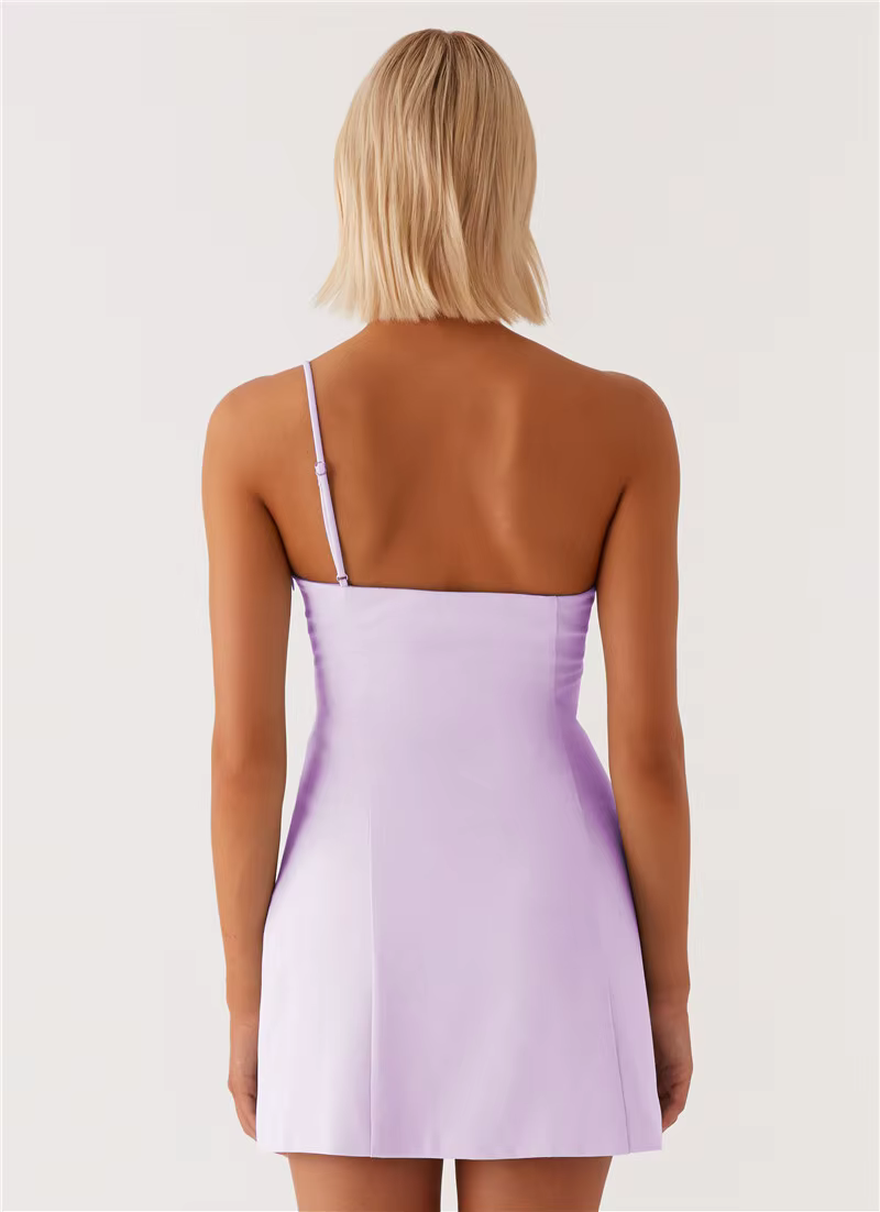 Elegant Backless Solid Off-shoulder Backless A-line Club Mini Dress - Image 8