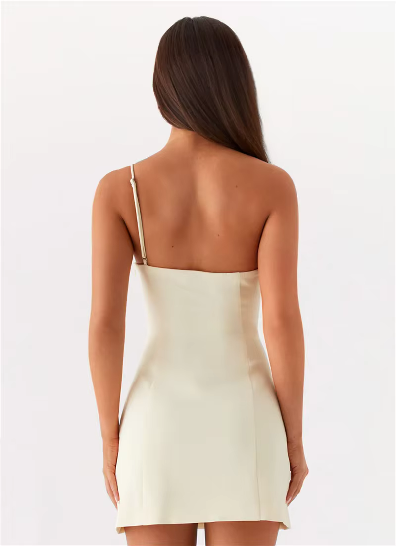 Elegant Backless Solid Off-shoulder Backless A-line Club Mini Dress - Image 4