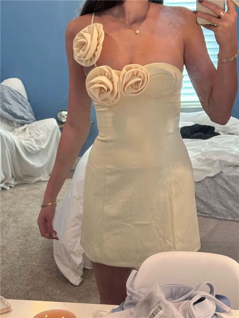 Elegant Backless Solid Off-shoulder Backless A-line Club Mini Dress - Image 7