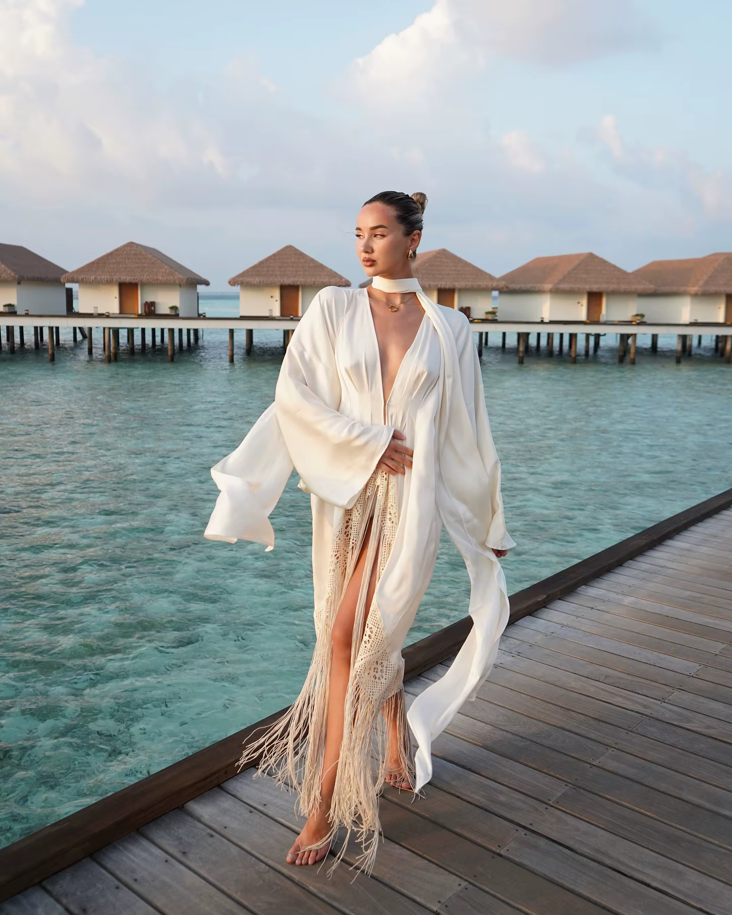 Elegant Beach Style Deep V-Neck Cover Up Swimwear