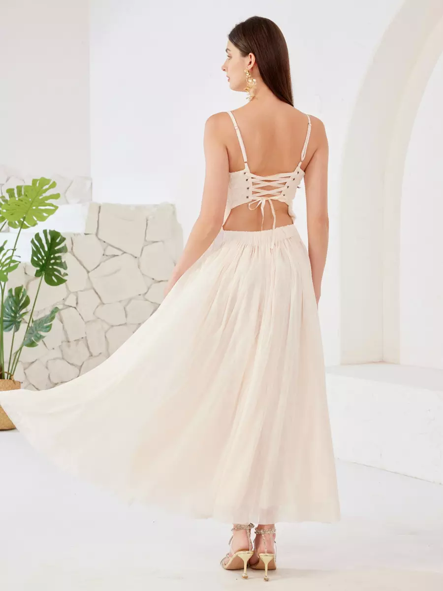 Elegant Butterfly Spaghetti Straps Flowy Sleeveless Maxi Dress - Image 7