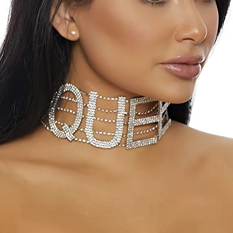 Elegant Copper Inlaid Rhinestone Short Chokers Necklace