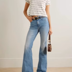 Elegant Cross border Washed Slim fit High waisted Bell bottom Pants