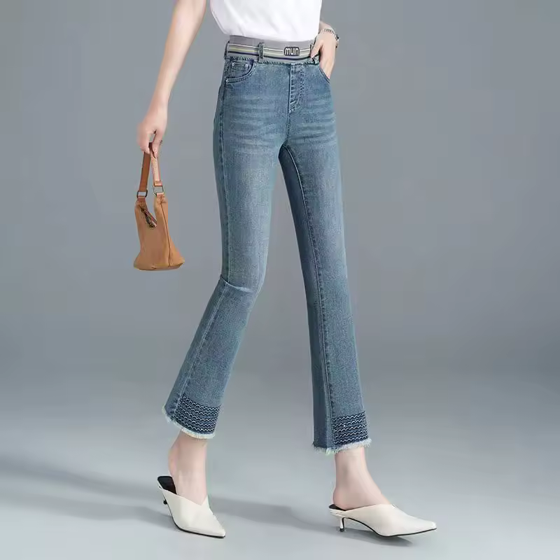 Elegant Elastic High Waist All-match Comfortable Office Lady Washed Pants