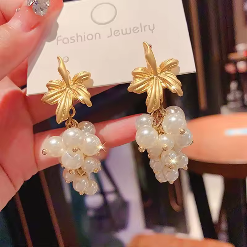 Elegant Exaggerated Round Resin Unique Grape Tassel Earrings