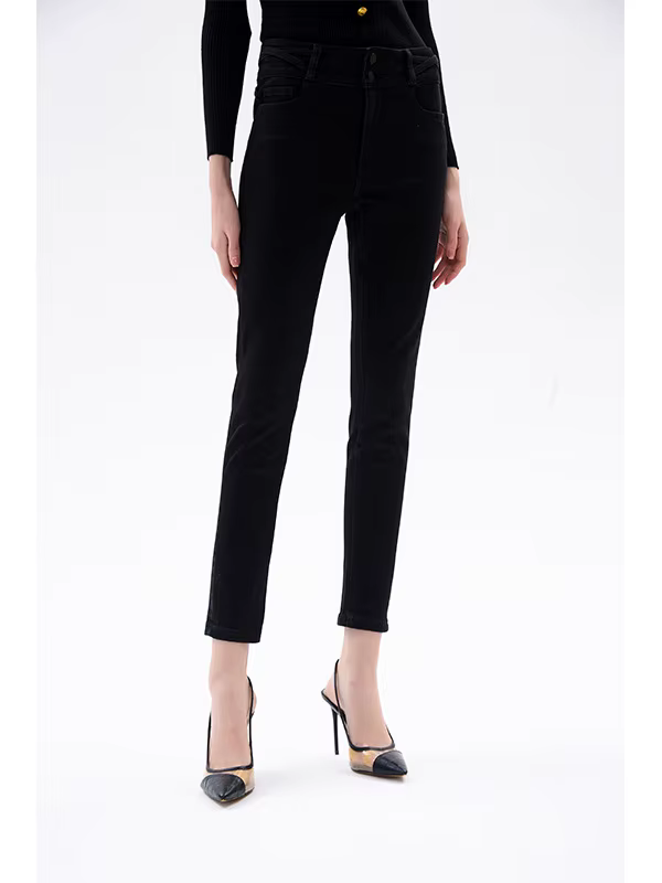 Elegant High Waist Hip Lifting Small Stretch Nine Point Tight Look jeans