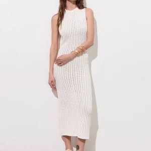Elegant Knitted Cut-Outs Sleeveless Bodycon Long Dress