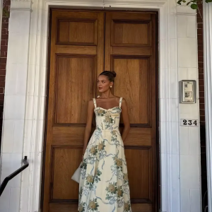 Elegant Lace Up Mesh Sheer Patchwork Sleeveless High Waist Printed Long Dress