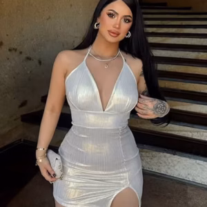 Elegant Midnight Party Wear Female Halter Lace Up V-neck Backless Mini Dresses