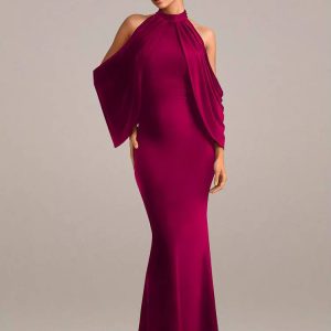 Elegant O-Neck Celebrity Evening Floor-Length Maxi Dress