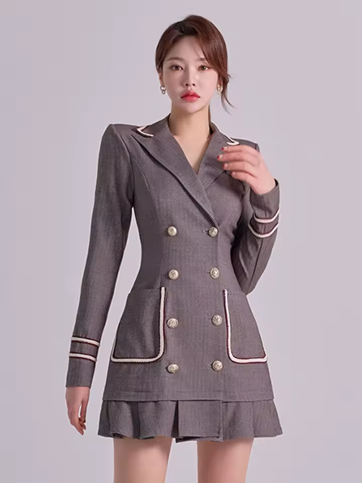 Elegant Office Lady synthetic fiber Formal Long Sleeve Slim Mini Dress