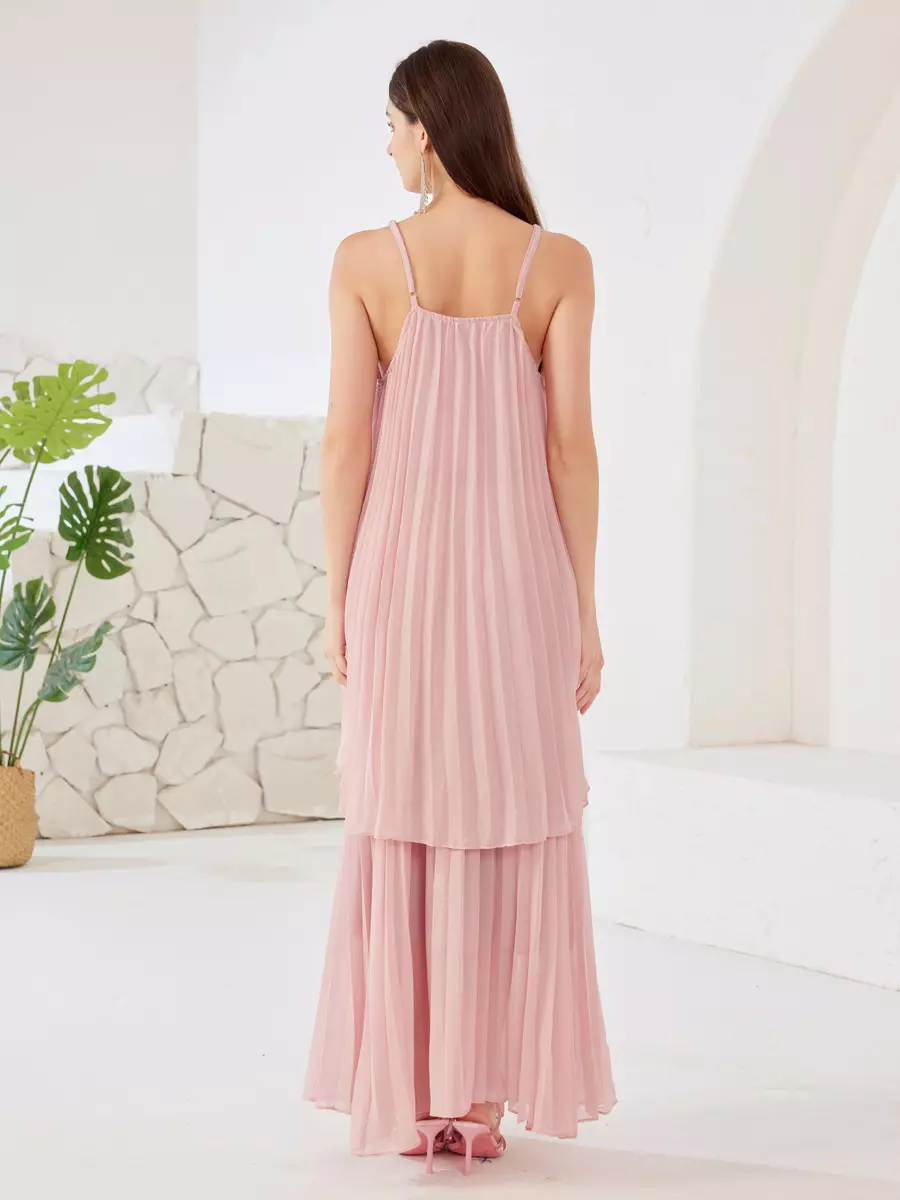 Elegant Slip Top And Flowy Skirt Ruffle Set With Flower Two Piece - Image 5