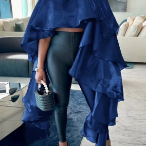 Elegant Solid Batwing Sleeve O-Neck Pullover Cloak Tops