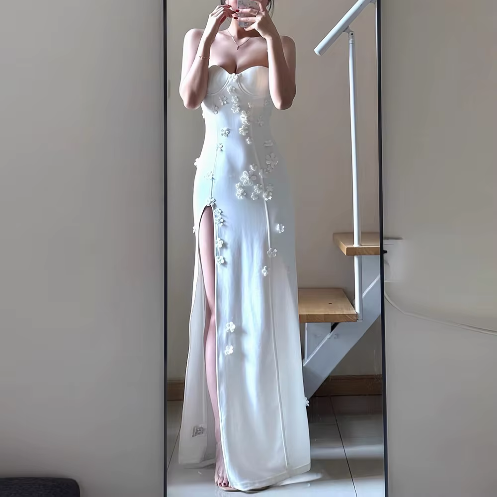 Elegant Square Neck Sleeveless Patchwork Solid Slimming Temperament Maxi Dresses - Image 3