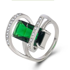 Elegant Sterlin Vintage Geometric Emerald Engagement Rings