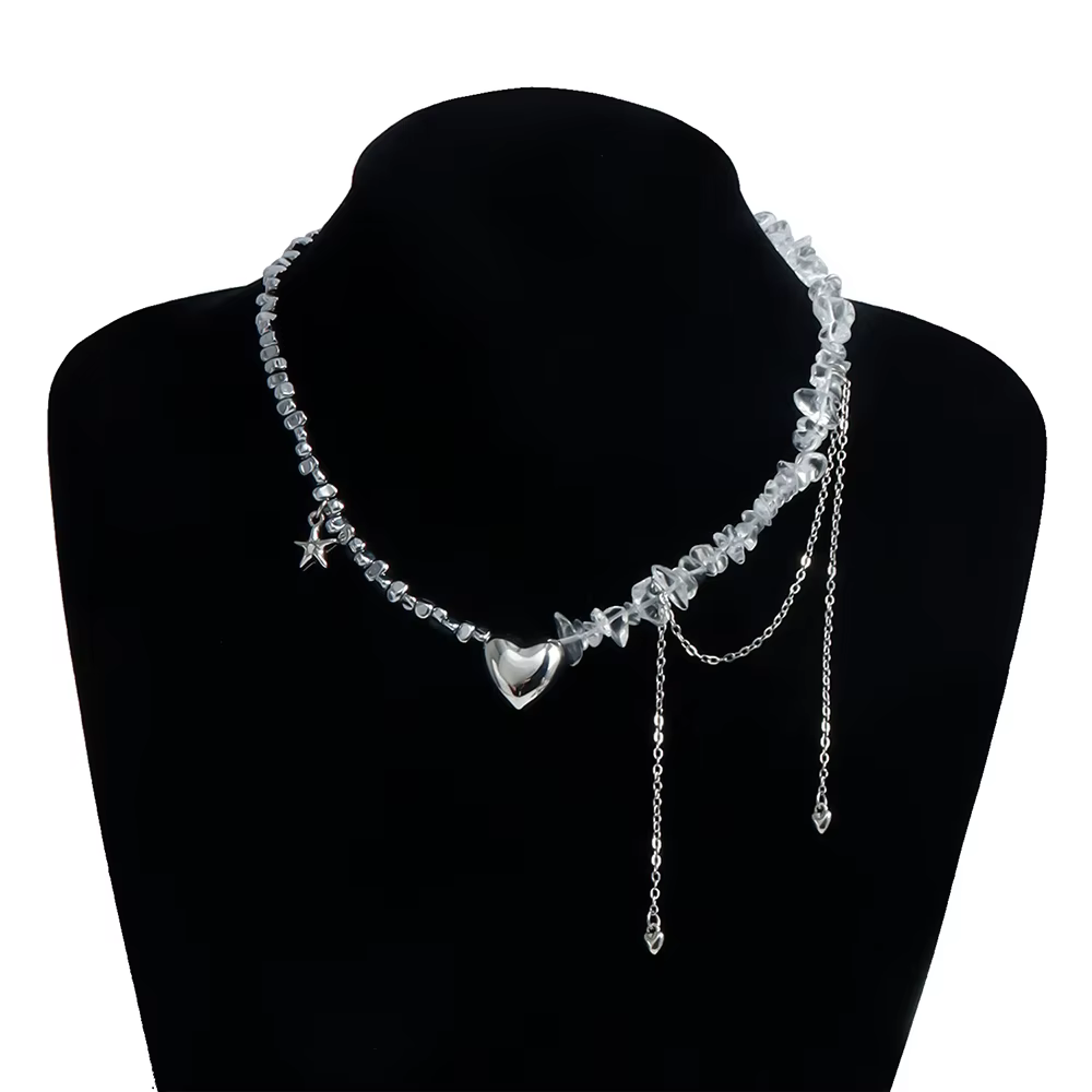 Elegant Tassels Heart Irregular Stone Valentine's Gift Choker Necklace - Image 2