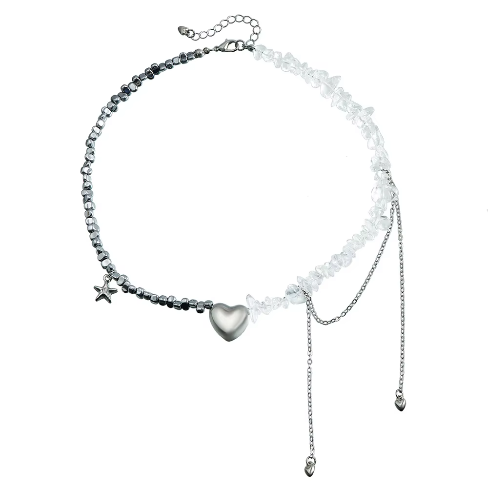 Elegant Tassels Heart Irregular Stone Valentine's Gift Choker Necklace - Image 3