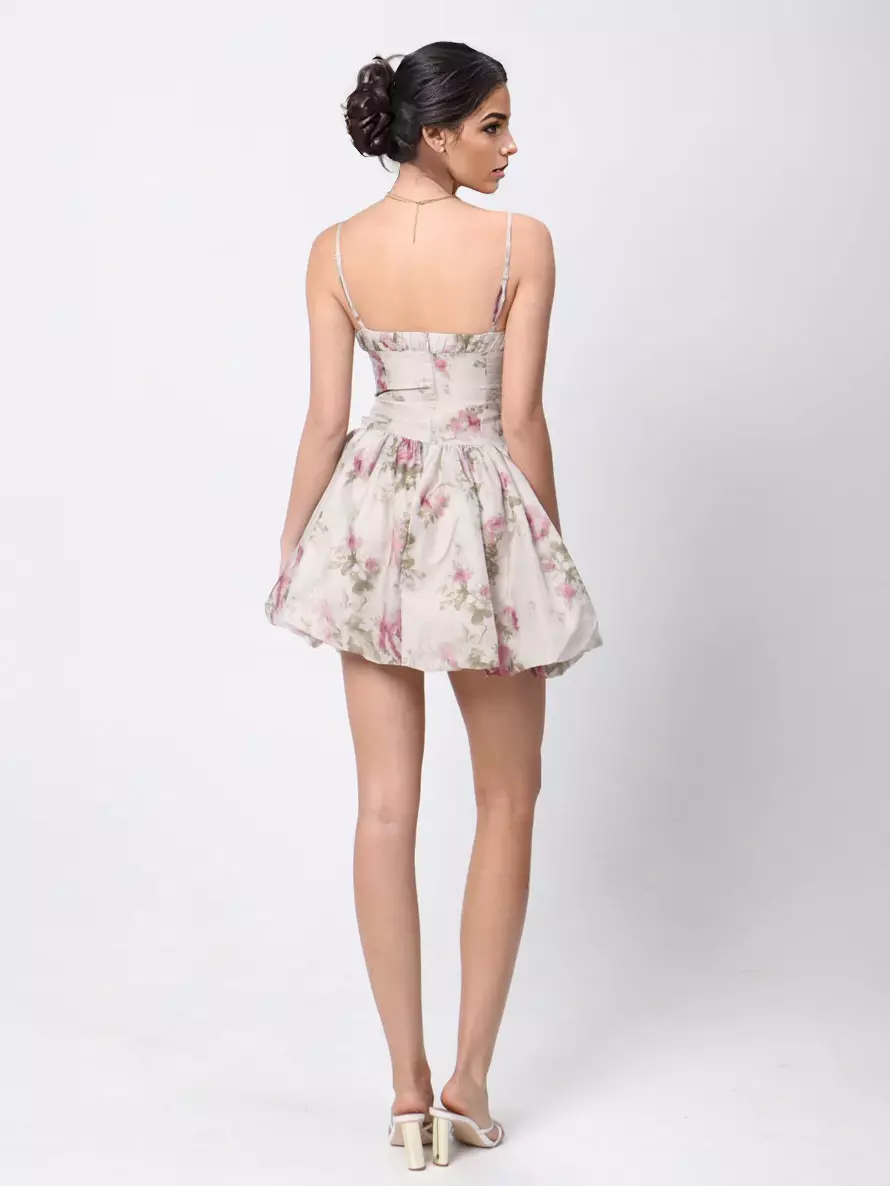 Elegantr A-line Strap Open Shoulder Floral Print Mini Dress - Image 5