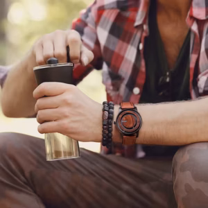 Element PU Leather Strap Unique Hands Design Business Watch