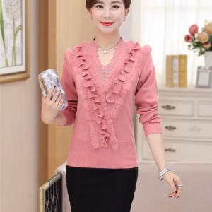 Embroidering Diamond Christmas Fur Sweater Pullover Jumper Tops