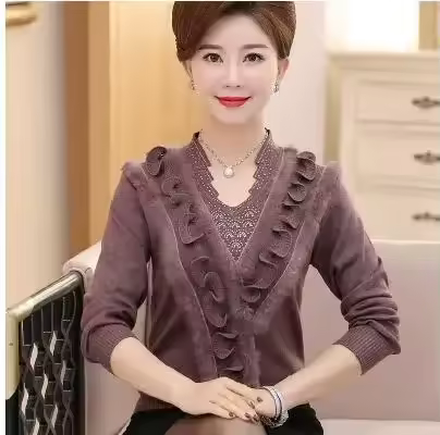 Embroidering Diamond Christmas Fur Sweater Pullover Jumper Tops - Image 8