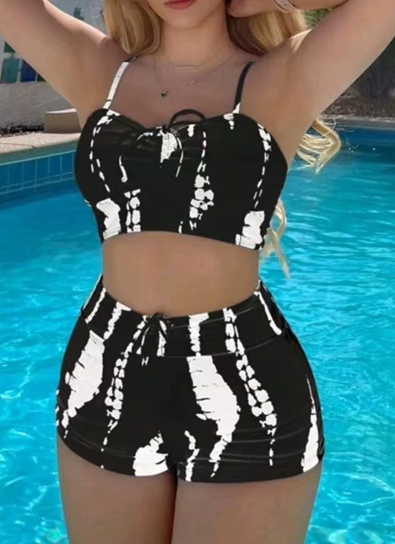 Front Shorts Bikinis High Waist Bathers Beachwear Bathing Swimsuit