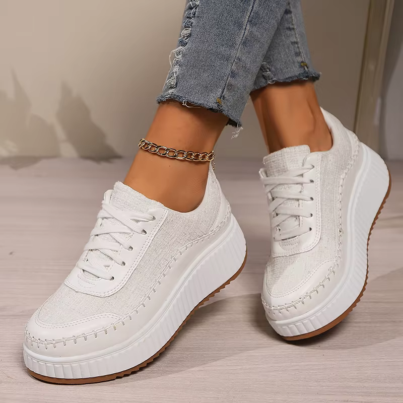 Lace Up Thick Bottom Walking Platform Sneakers Sports Shoes