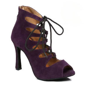 Lace-UP Latin High Heels Open Toes Soft Soles Party Dancing Boots