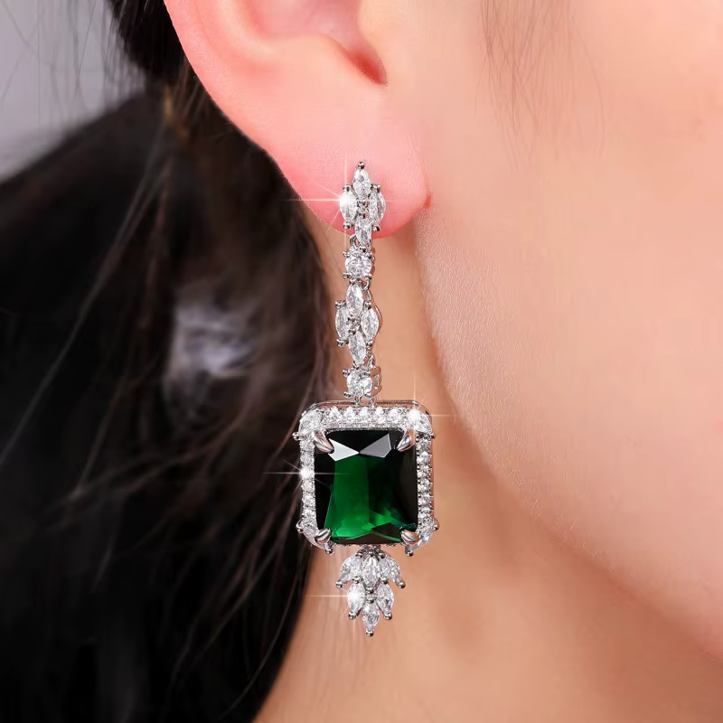 Luxury Gorgeous Square Cubic Zirconia Hanging Earrings
