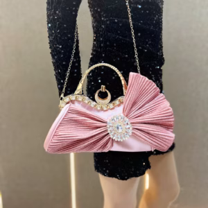 Luxury Handmade Diamond-encrusted Bow Banquet Handbag