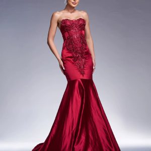 Luxury Slash Neck Strapless Backless Mermaid Evening Gown