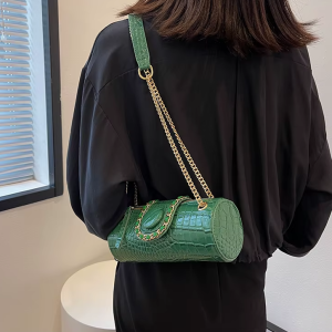 Luxury Small Chain Barrel Shaped PU Leather Bags