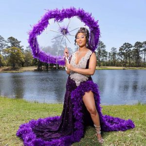 Luxury Sparkly Sequins Feathers Bead Mermaid Long Wedding Party Dress