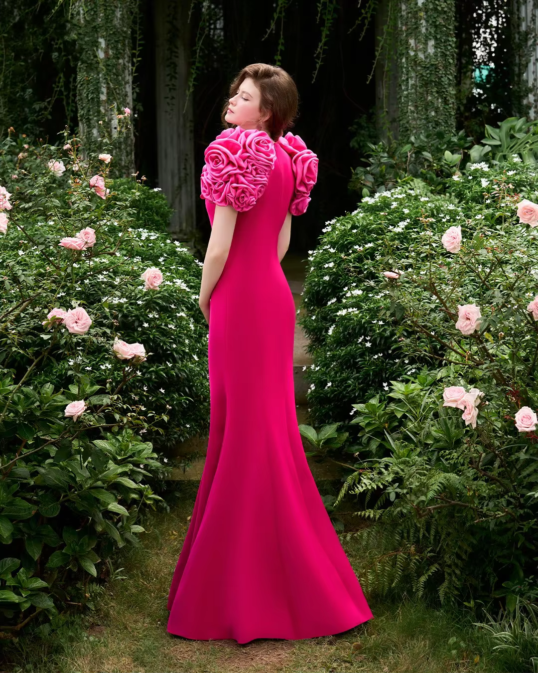 Mermaid Flower Pastrol Strapless Modest Long Evening Dresses Gowns - Image 4