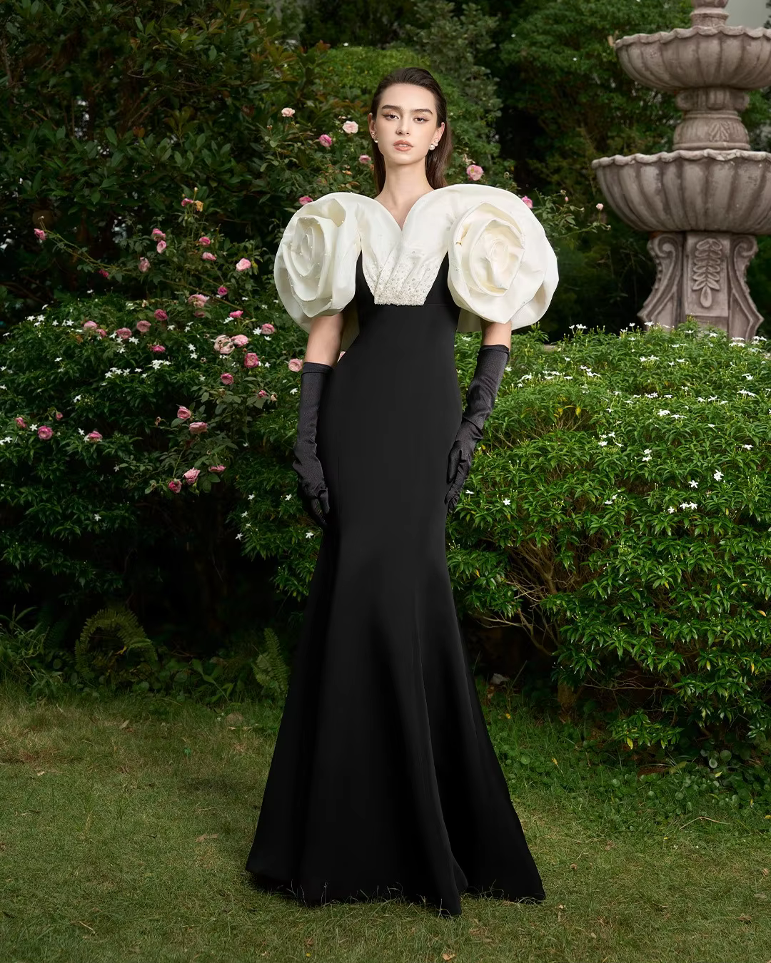 Mermaid Handmade Flower And Beads Details Long Prom Gowns