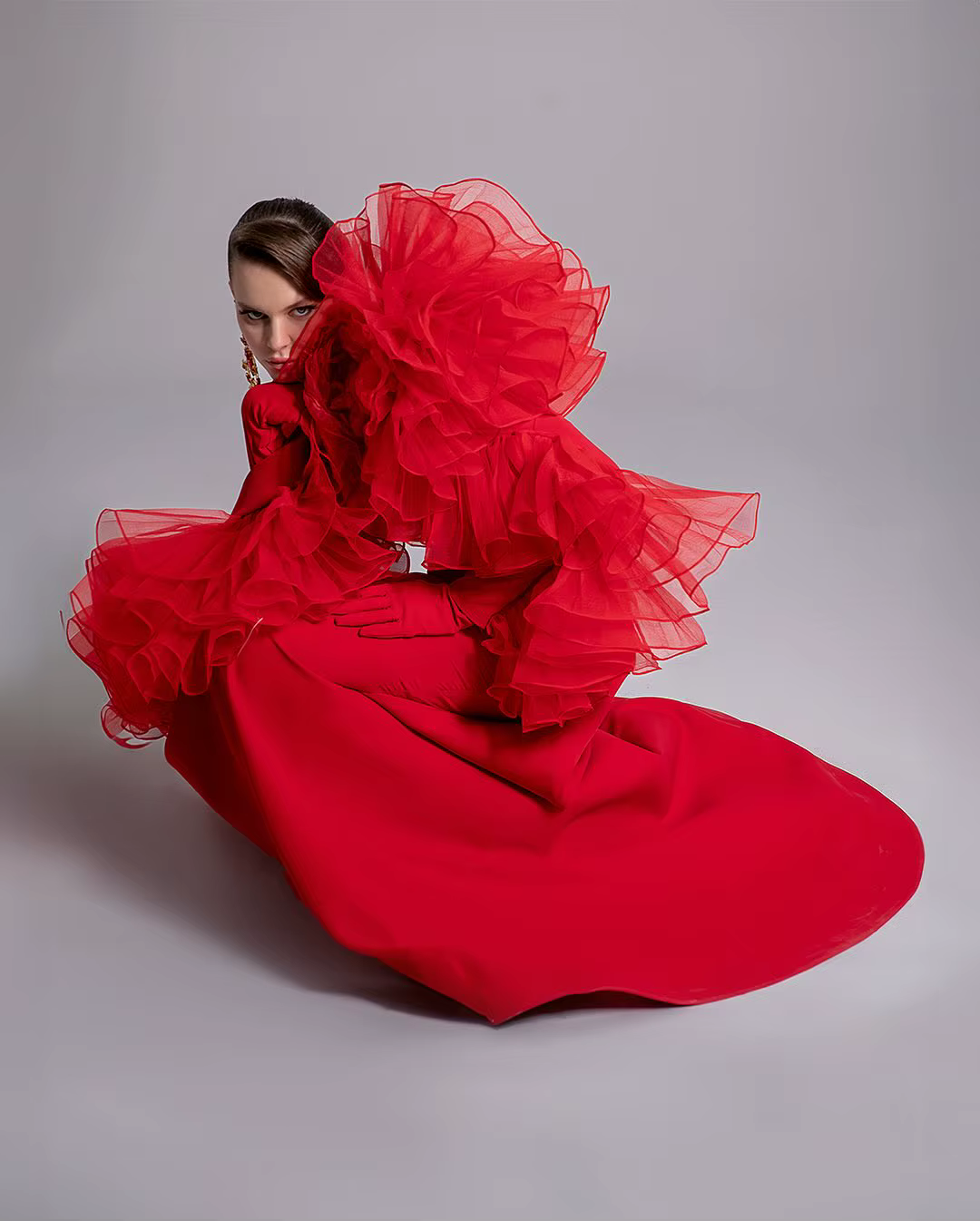 Mermaid One Shoulder Handmade Flower Details Pretty Long Evening Dresses - Image 5