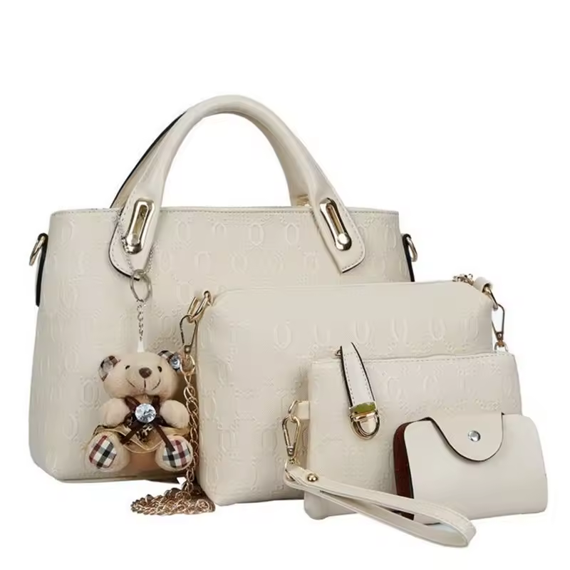 PU Leather Luxury Designer Handbag Messenger Bag Shoulder Bag Wallet 4pcs Set Bag - Image 3