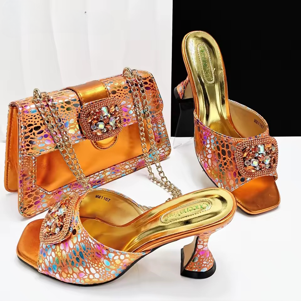 Square Toe Sandals With Matching Handbag Set Perfect for Weddings and Parties - Image 8