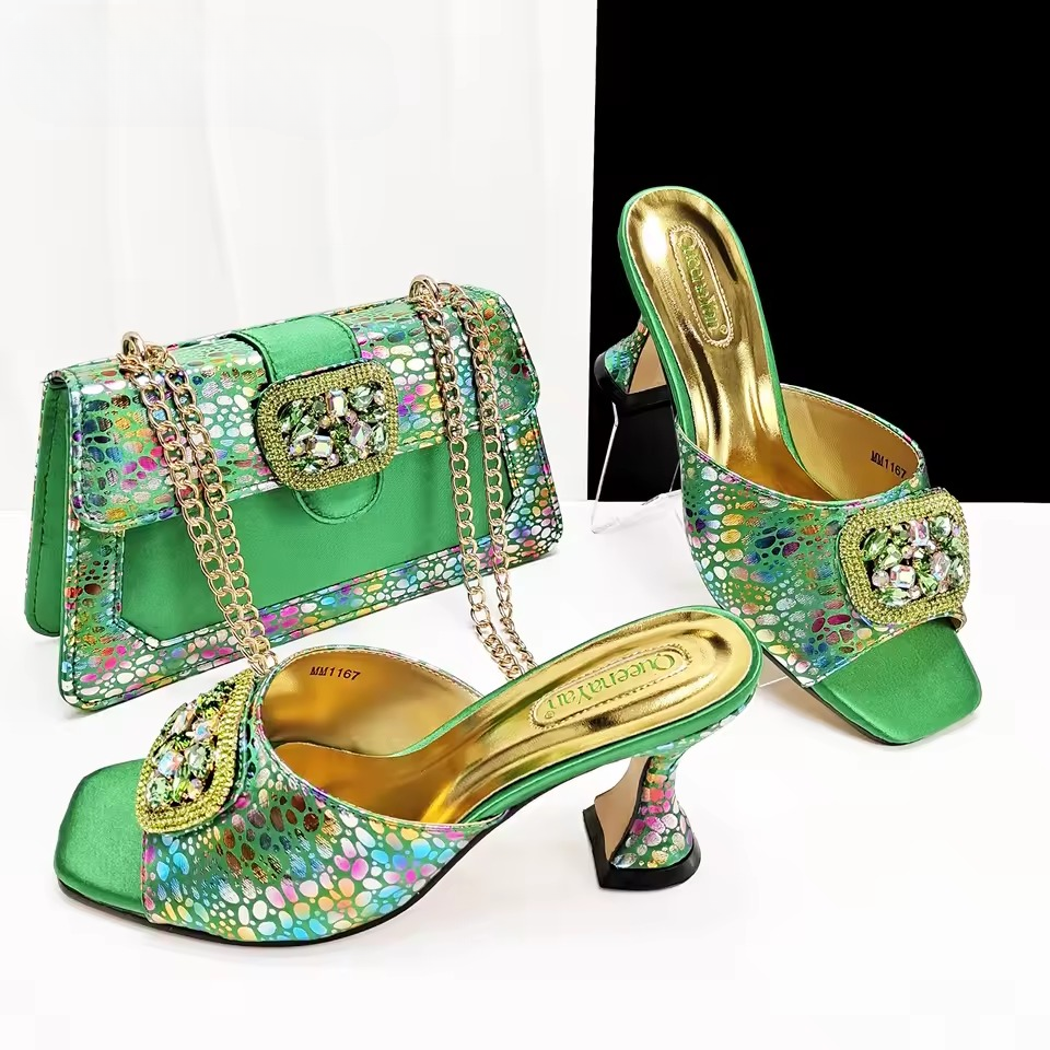 Square Toe Sandals With Matching Handbag Set Perfect for Weddings and Parties - Image 6