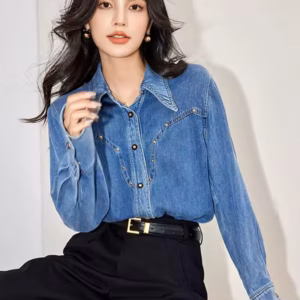 Retro Loose Fit Niche Long Sleeved Outerwear Denim Shirt