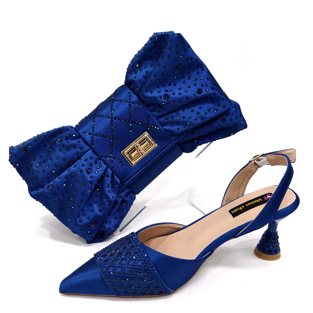 Rhinestone-Embellished Party High Heels for Special Occasions Shoes With Matching Handbag