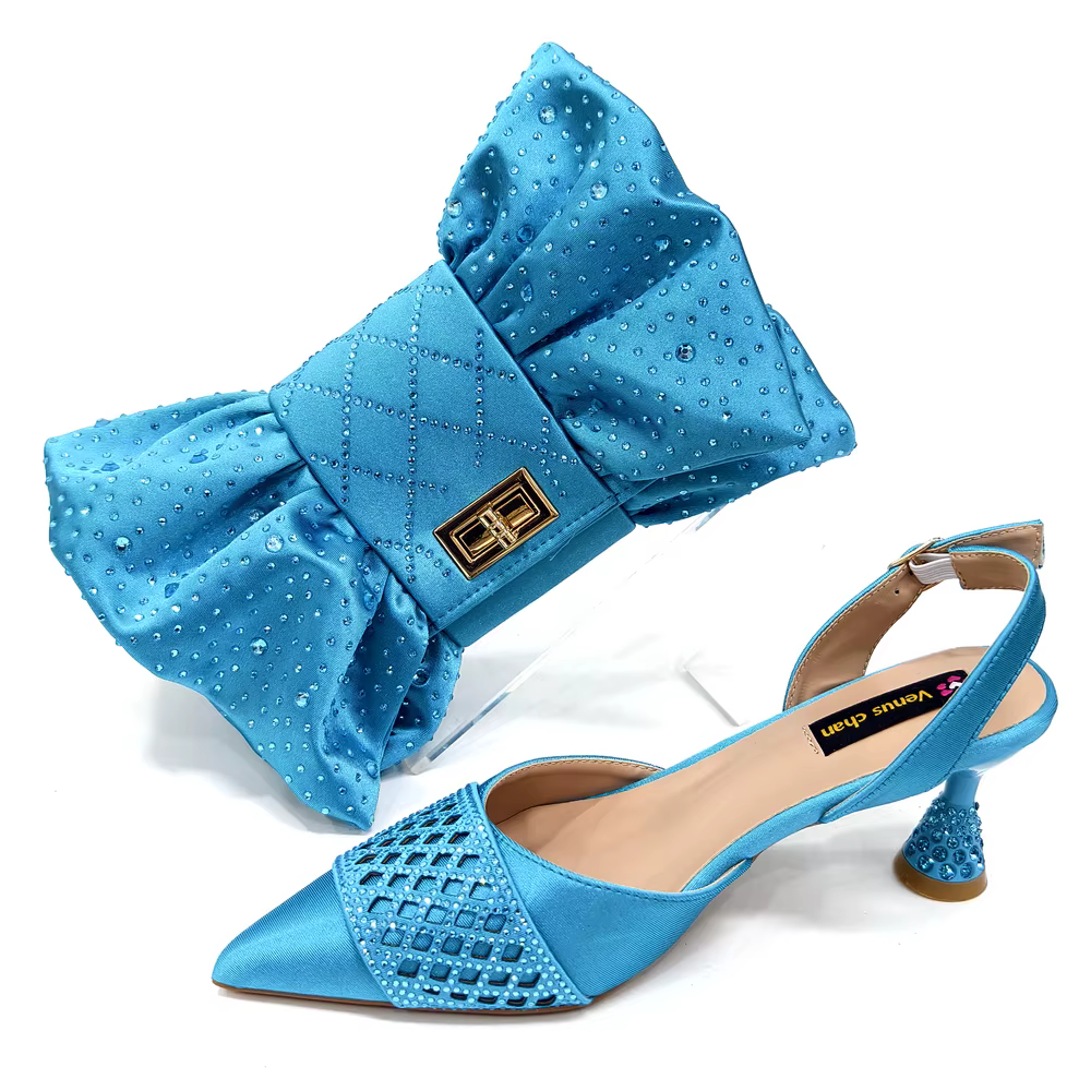 Rhinestone-Embellished Party High Heels for Special Occasions Shoes With Matching Handbag - Image 8