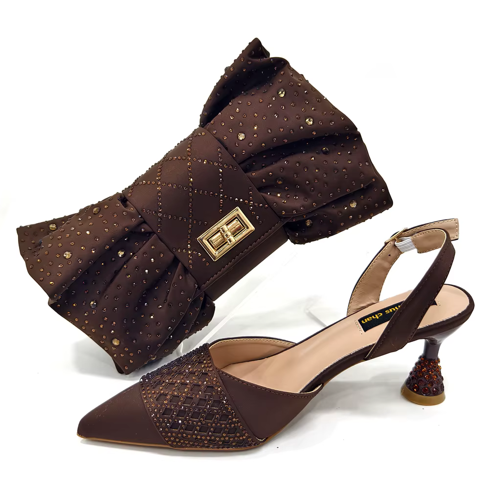 Rhinestone-Embellished Party High Heels for Special Occasions Shoes With Matching Handbag - Image 10