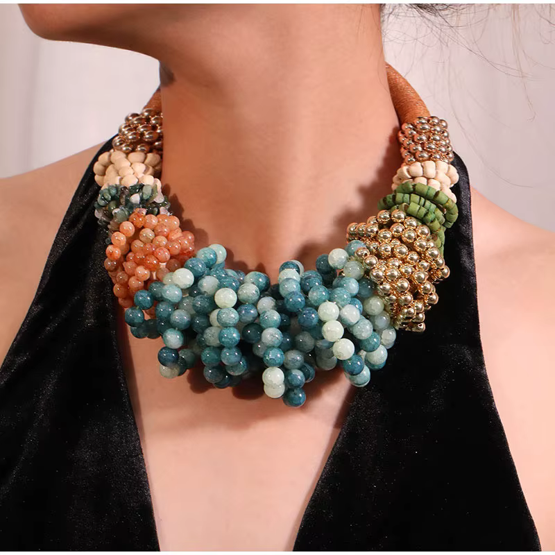 Bohemian Style Vintage Individual Pendant Party Wedding Handmade Bead Necklace