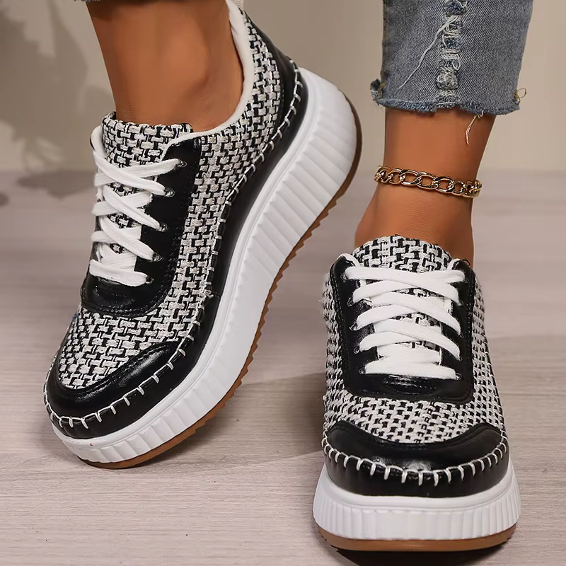 Thick Bottom Lace Up Walking Comfort Non Slip Sports Shoes