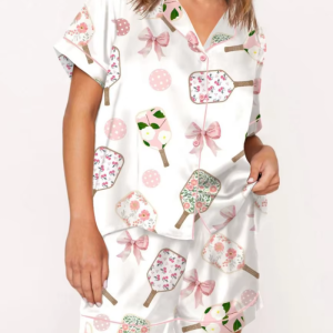 Silk 2 Piece Short Sleeve Preppy Shirt Pajamas Lounge Set Comfy Sleepwear