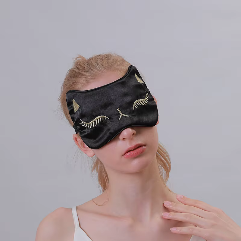Soft Silk Light Blocking Cute Fox Pattern Night Eye Shade Cover for Travel Yoga Sleep Mask