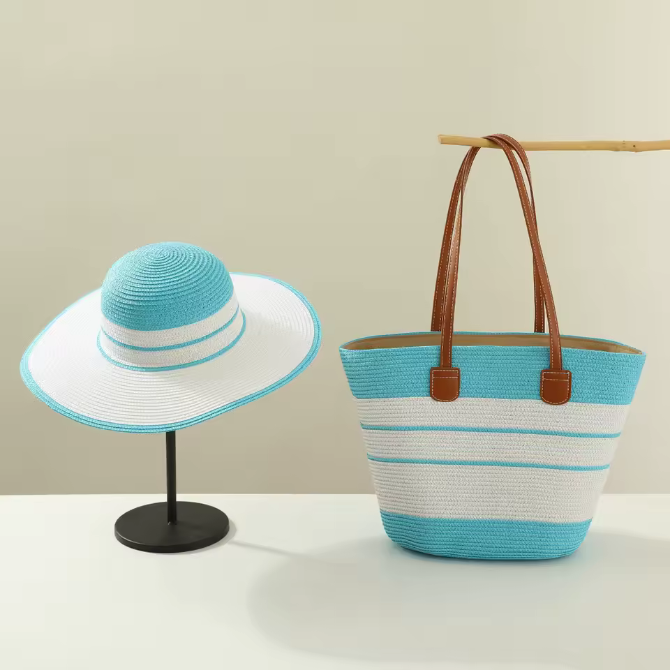 Travel Beach Outdoor Sun Hat Straw Hat Bag Set - Image 4