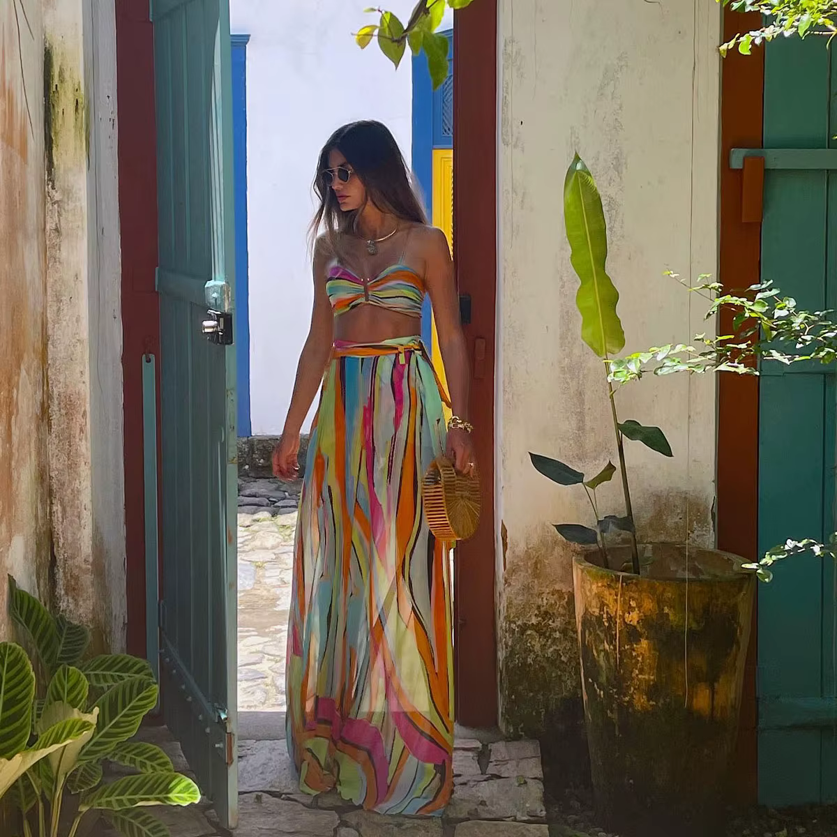 Trendy 3 Piece Bandage Bikini With Wide Legs Pants Swimwear - Image 4