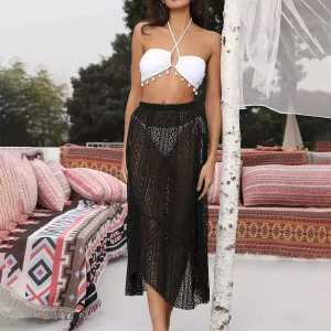 Trendy Halter Neck Bikini With Shells And Lace Skirt 3-piece Swimsuit Set